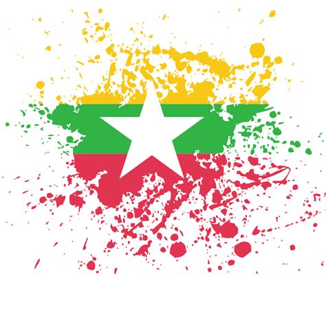 Myanmar flag ink grunge - Openclipart