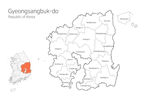 Premium Vector | South korea local area map gyeongsangbukdo