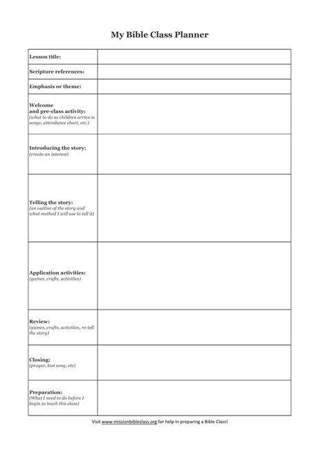 Creative Sunday School Lesson Plan Template