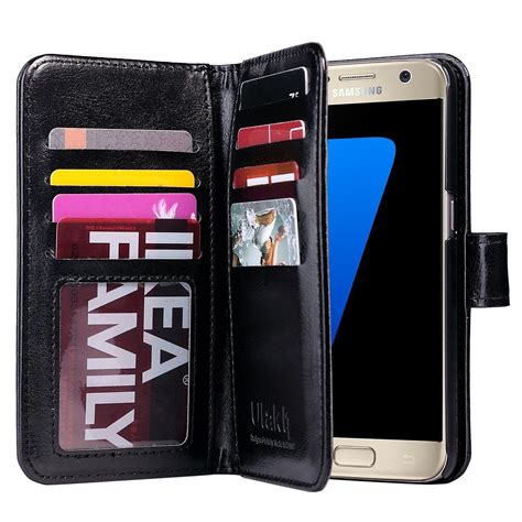 Galaxy S7 Case, Premium Leather Wallet Case Flip Stand Cover with Built ...