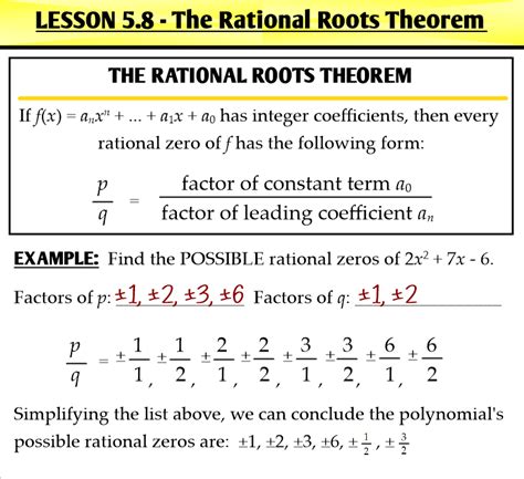 Rational Root Theorem Worksheet - Printable Kids Entertainment