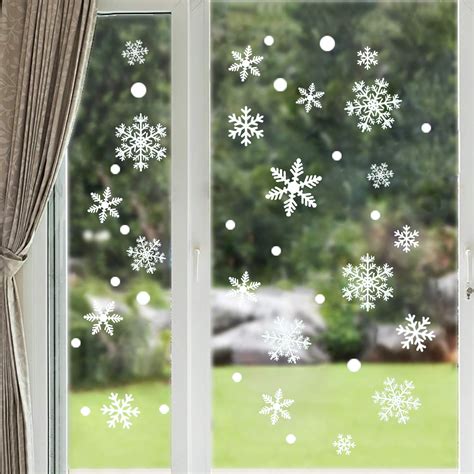 350PCS Christmas Decorations Snowflakes Window Clings Vintage Xmas ...