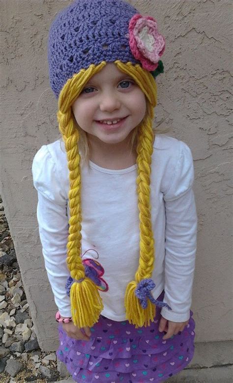 Sombrero de personaje de Rapunzel morado con trenzas largas | Modelos De Gorros De Bebé | #CON ...