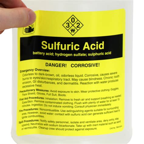 Right-to-Know Chemical Sulfuric Acid Label, SKU: LB-1584-120