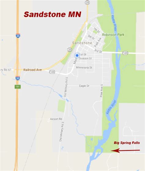 big spring falls map - Sandstone Minnesota