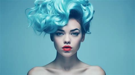 Premium Photo | Portrait of beautiful young woman with blue hair and ...