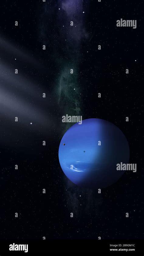 3d space illustration of neptune with satellite Stock Photo - Alamy