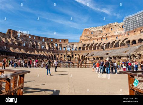 Inside view of the Colosseum, Coliseum, Flavian Amphitheatre, tourists, Rome Colosseum Rome ...