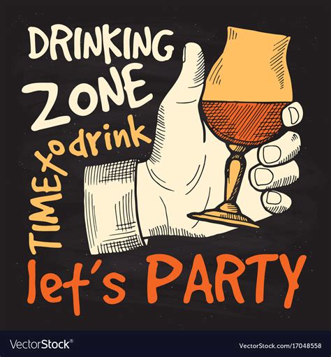 Retro style poster for alcohol party drinking Vector Image