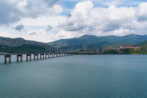 Riaño Reservoir, with the Town in the Background, and the Long Viaduct ...