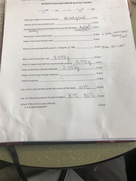 Solved Synthesis of tert-amyl chloride by an S1 reaction | Chegg.com