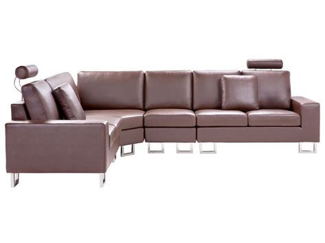 Right Hand Corner Leather Sofa Brown STOCKHOLM | Beliani.co.uk