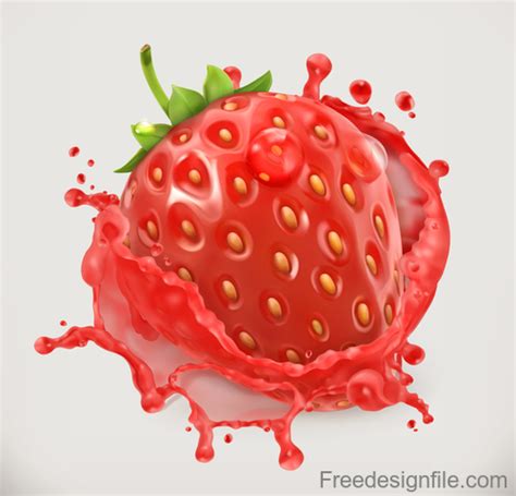 Strawberry juice splash vector illustration free download