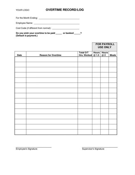 Overtime Spreadsheet Template