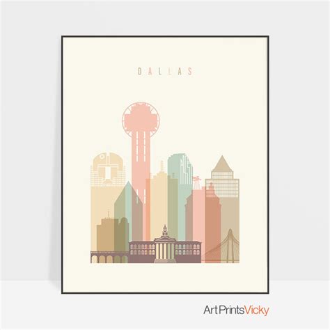 Dallas art print Dallas wall art Dallas Texas skyline | Etsy