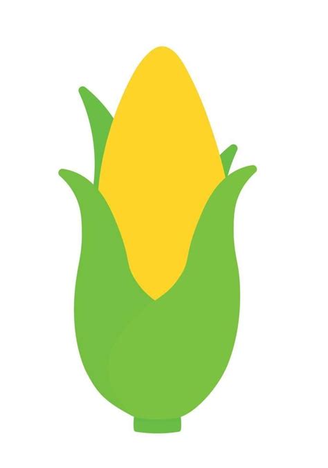 Simple Cartoon Corn Icon Clipart Vegetable Cute Animated Vector Graphic Illustration Simple ...