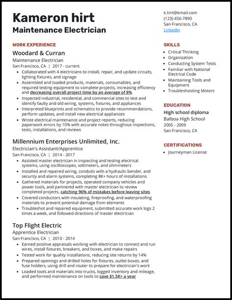 Electrician Resume Templates