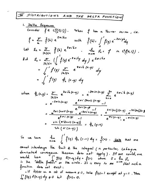 Math 583 A: Distributions - Delta sequences