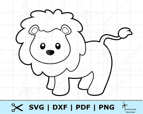 Lion PNG Cute Lion SVG Silhouette Cricut cut files Lion outline svg Lion coloring page Lion ...