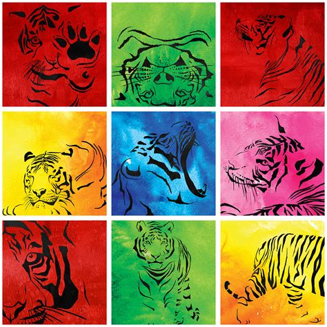 Diptych, 4 Kids, Andy Warhol, Art Room, Starry Night, Tiger, Kids Room, Wall Art Decor, Animal