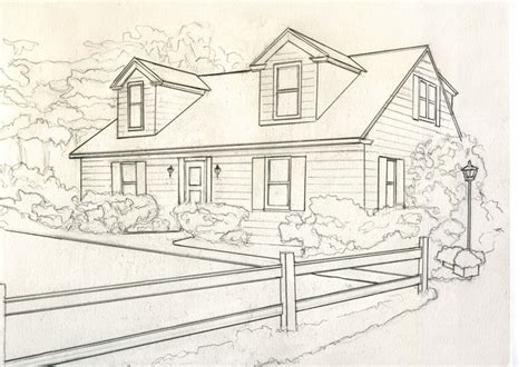 house for catelog drawing B greyscale small | House drawing ...