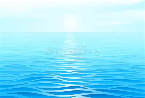 Blue Water Waves Perspective Landscape. Vector Wave Pattern Stock Vector - Illustration of ...