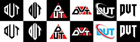 DUT letter logo design in six style. DUT polygon, circle, triangle ...