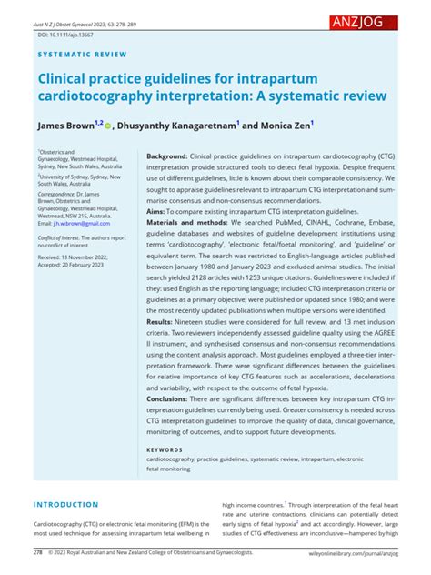 Aust NZ J Obst Gynaeco - 2023 - Brown - Clinical Practice Guidelines For Intrapartum ...