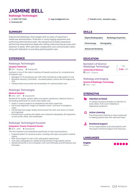 5 Radiologic Technologist Resume Examples & Guide for 2023