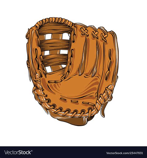 Hand drawn sketch of baseball glove in color Vector Image