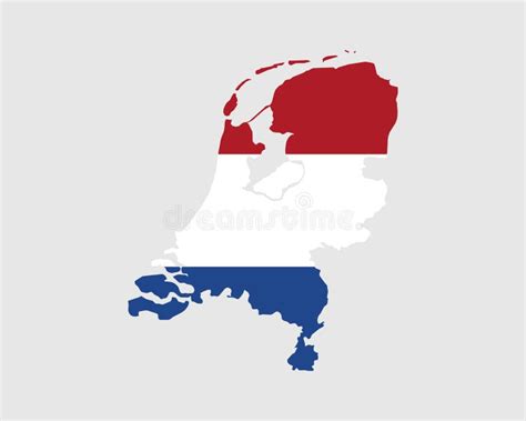 The Netherlands Flag Map. Map of Holland with the Dutch Country Banner Stock Vector ...