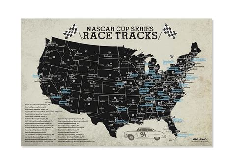 Nascar Tracks Map Poster – GeoJango Maps