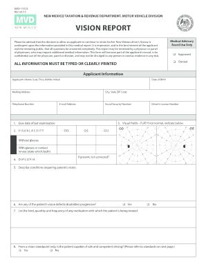 Mvd Vision Report 10125 - Fill and Sign Printable Template Online