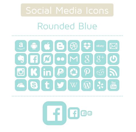 Blue Social Media Icons - Etsy