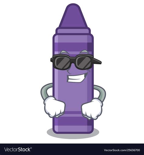 Super cool purple crayon in cartoon shape Vector Image