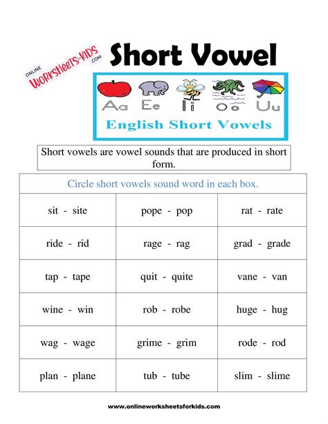 Short Vowel Worksheets 4