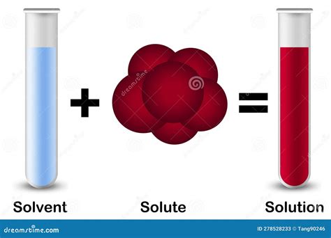 Solute, Solvent and Solution Isolated with Red Solute Stock Illustration - Illustration of ...