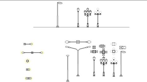 Creative street lights and light pole blocks cad drawing details dwg file - Cadbull