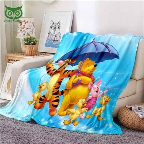 Winnie The Pooh Characters under Umbrella Fleece Blanket - Owl Fashion Shop