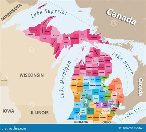 Michigan`s Congressional Districts High Detailed Vector Map | CartoonDealer.com #118863921