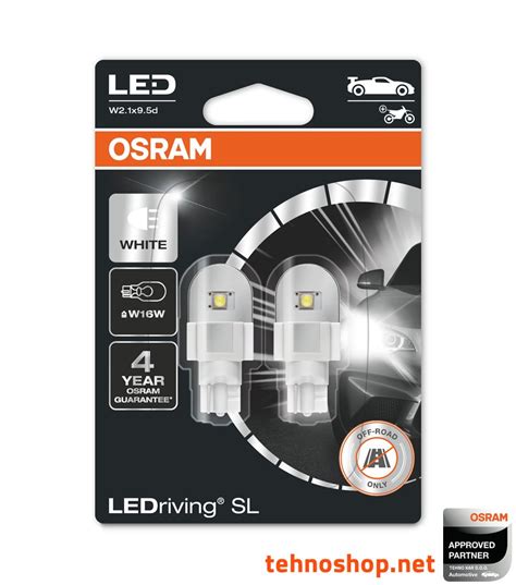 BULB OSRAM LED W16W LEDriving® SL 12V 2,1W 921DWP-02B W2.1x9.5d BLI2