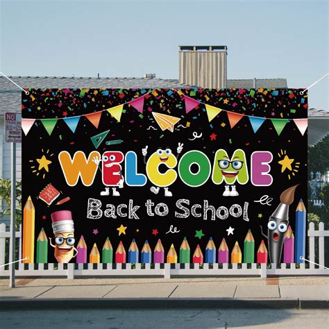 Buy Welcome Back to School Backdrop First Day of School Photo Booth Props Welcome Back Banner ...