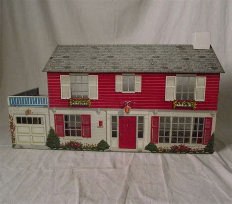 1960s Marx Metal Doll House Two Story Colonial Large