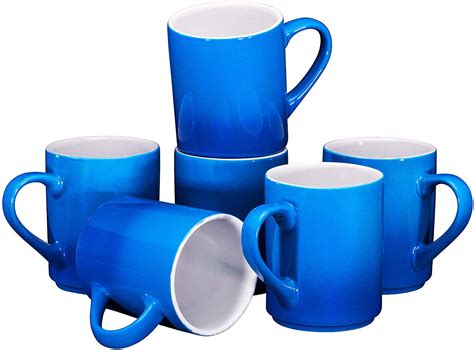 Bruntmor Porcelain Coffee Mugs Set of 6 - 12 oz Gradient Blue - Walmart.com - Walmart.com