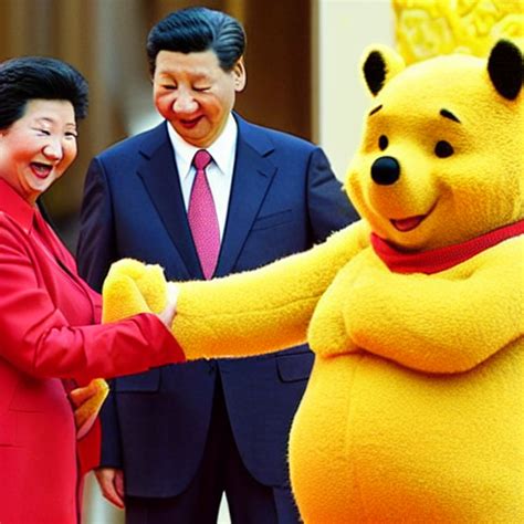 prompthunt: winnie the pooh and xi jinping shaking hands in palace