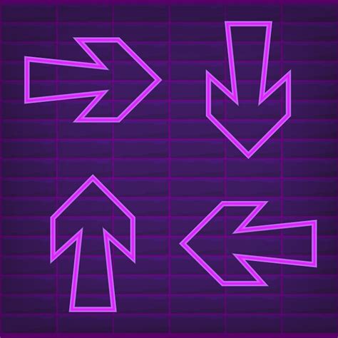 Premium Vector | Neon light arrow purple glow sign for direction vector illustration set. shine ...