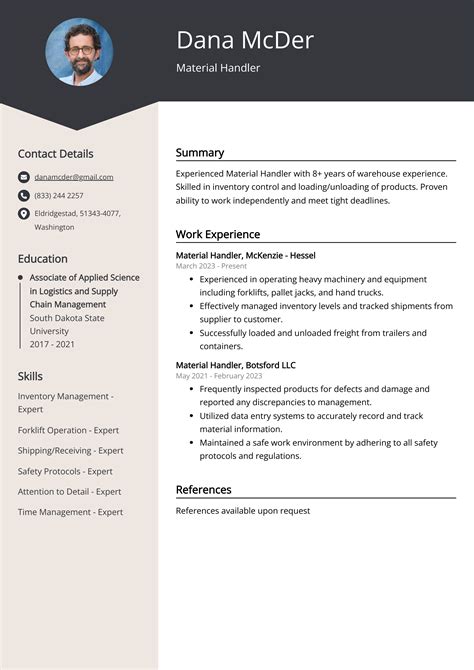 Material Handler Resume: Job Description, Sample & Guide