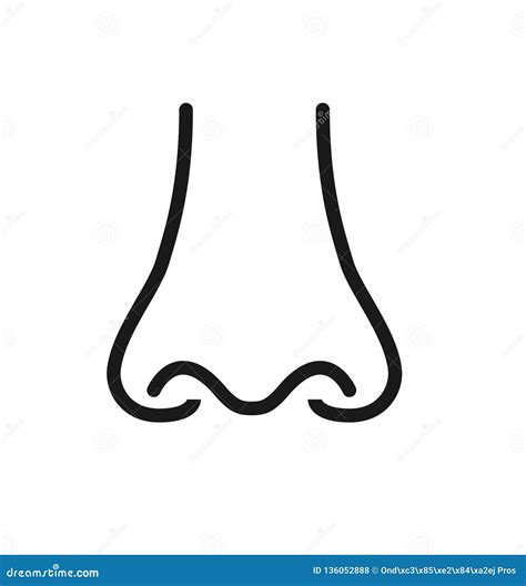 Outline Icon Human Senses: Smell Nose. Vector Symbol Isolated on ...