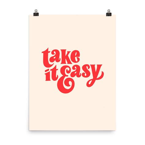 Take It Easy Digital Download Poster Wall Art Print - Etsy