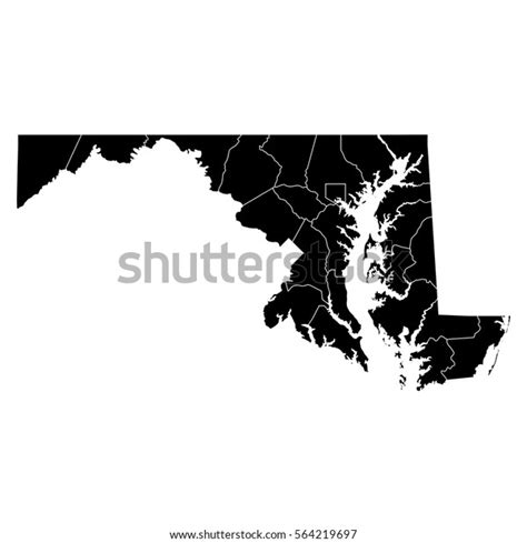 High Detailed Vector Map Counties Maryland Stock Vector (Royalty Free ...